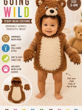 Going Wild Teddy Bear Costume for Baby - Brown